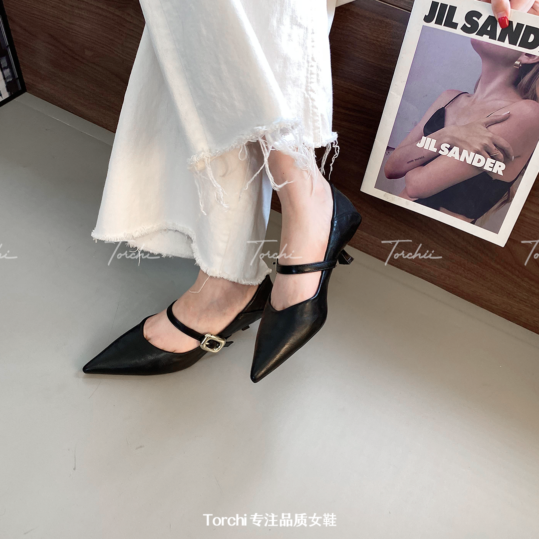 TORCHI / 高智通勤 / 舒适时尚软皮一鞋两穿女细跟温柔浅口单鞋