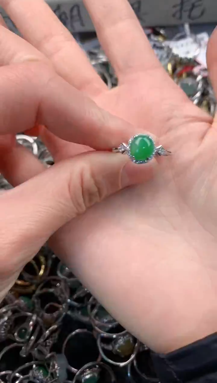 银S925镶嵌戒指翡翠555    6