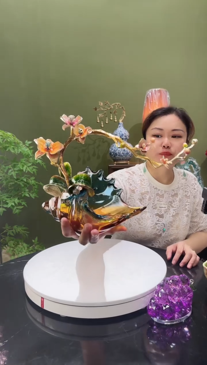 琉璃珐琅彩 螺生花摆件