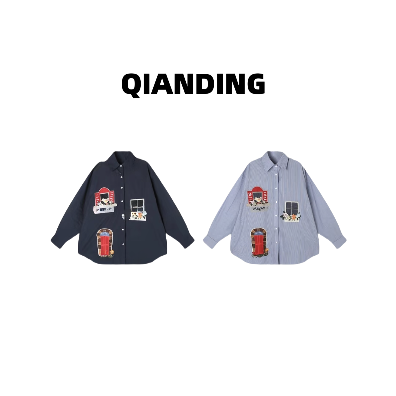 JZ【旧时画报】棉混纺重工刺绣显瘦遮肉时尚百搭一手长衬衫JZ2573