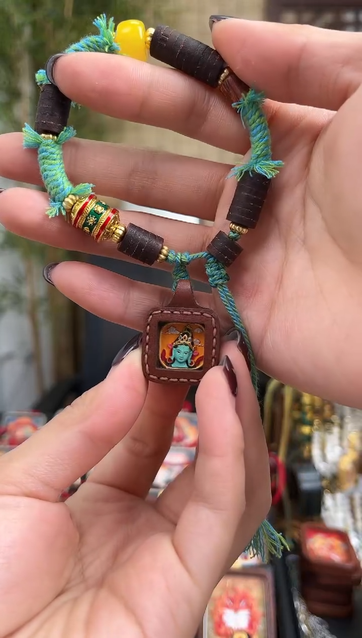 【闪购商品】吊坠皮绳手绳皮壳绿度母