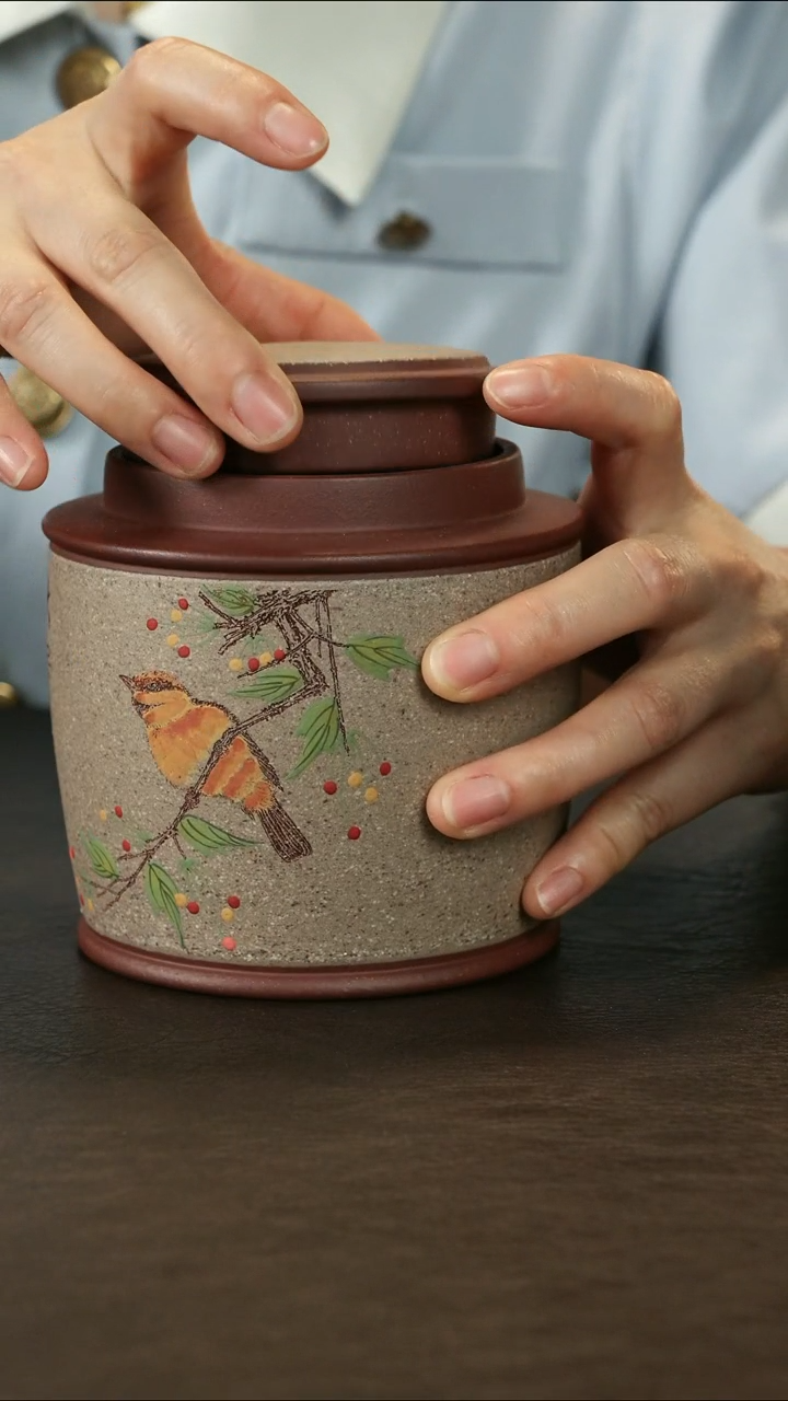 紫砂茶叶罐直播福利定窑白粉浆泥绘茶叶罐