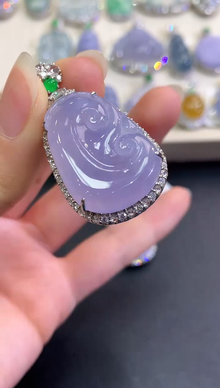 【闪购商品】翡翠颈饰18K金镶嵌B113   紫货有色差