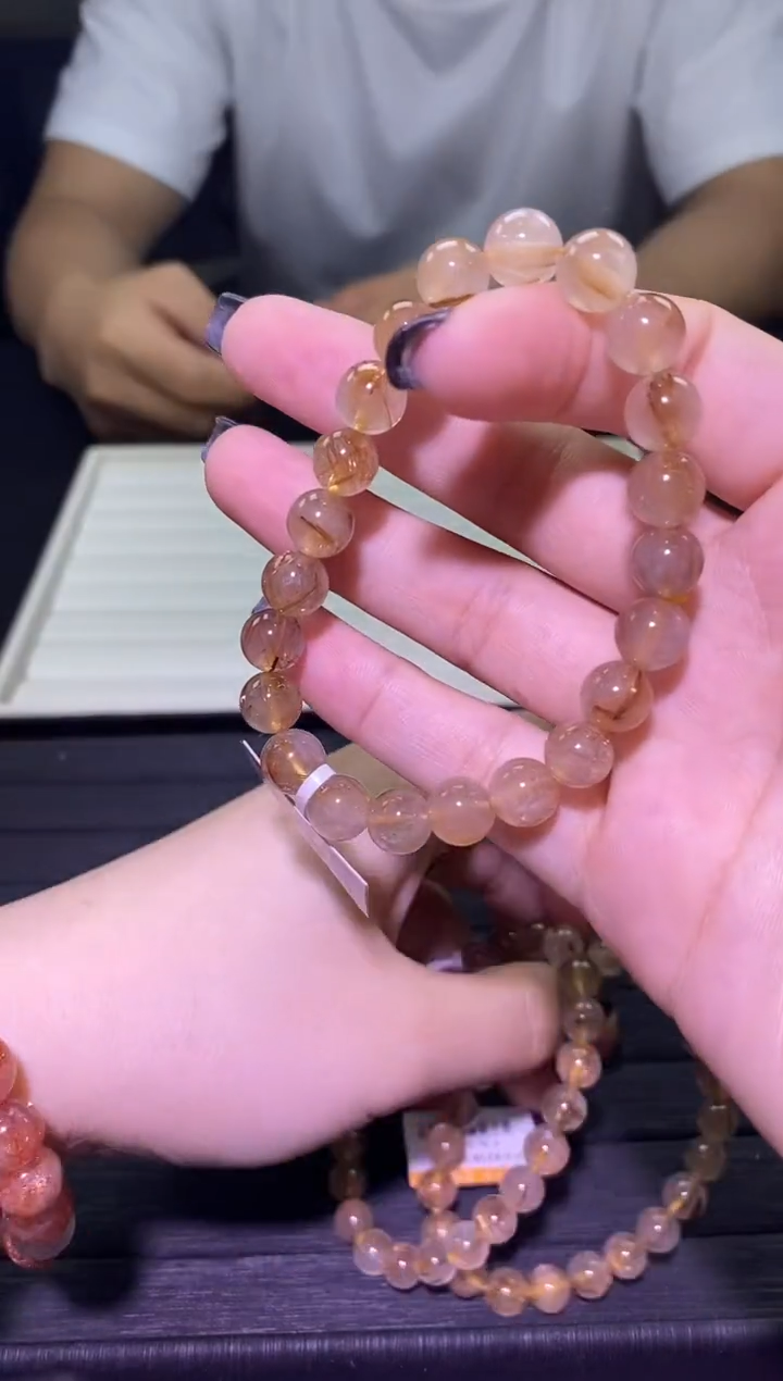 【闪购商品】水晶Q010玫瑰钛晶单圈8mm未镶嵌多样性发其一