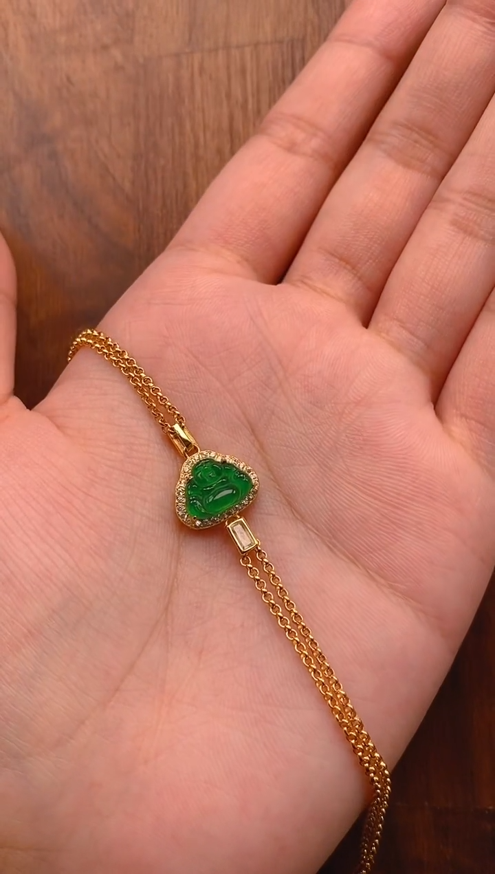 【闪购商品】翡翠手链银S925镶嵌佛公手链