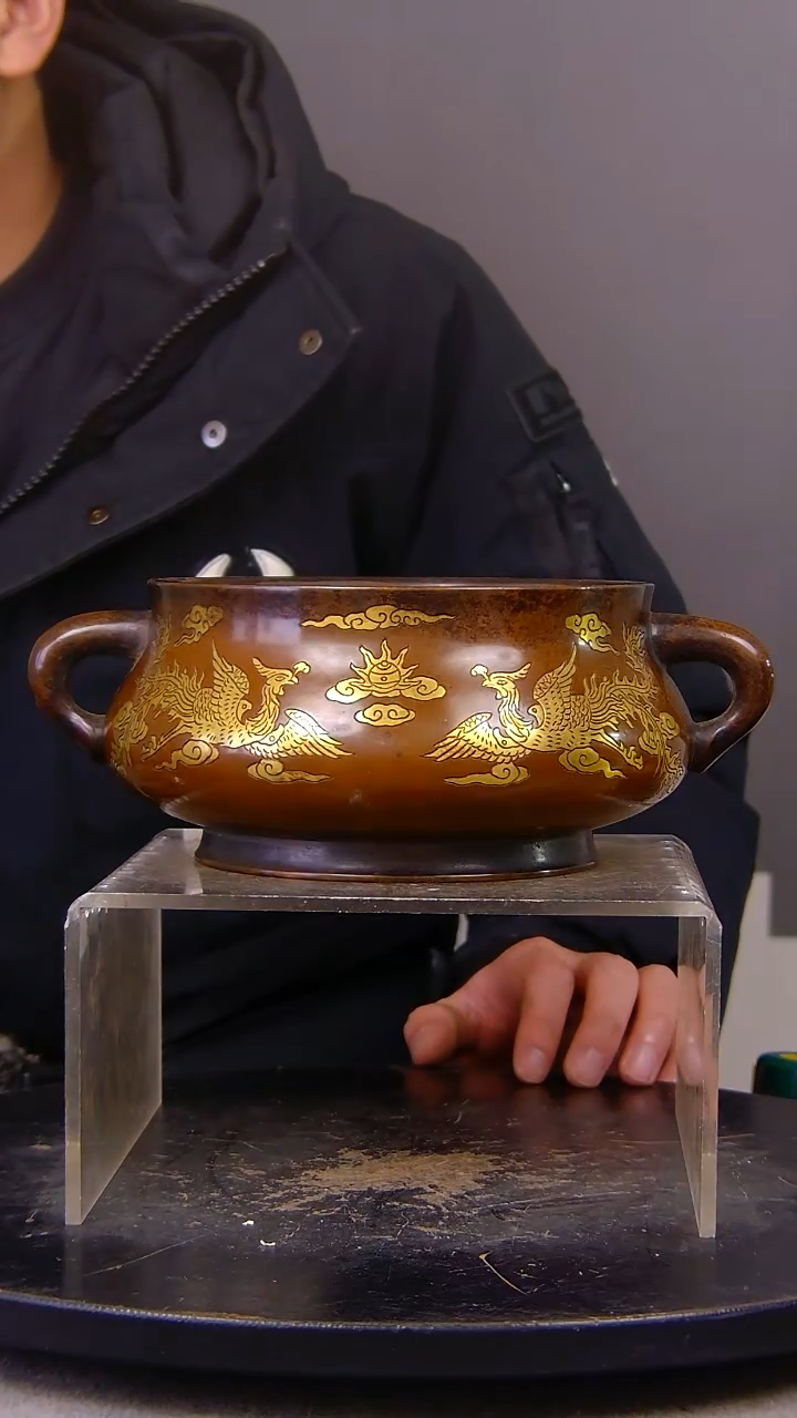 福***佛山水铜缘紫铜香炉结缘1111