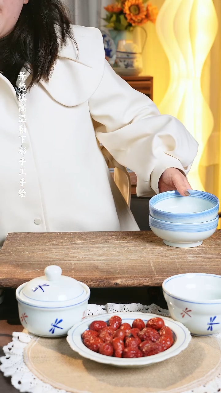 【闪购商品】碗景德镇高温釉下彩手绘陶瓷