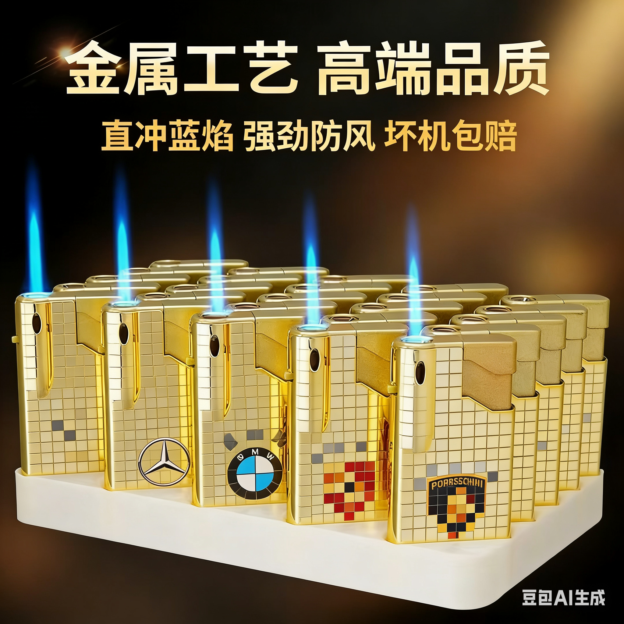 新款防爆高颜值金属直冲防风耐用家用可充气创意打火机商品图