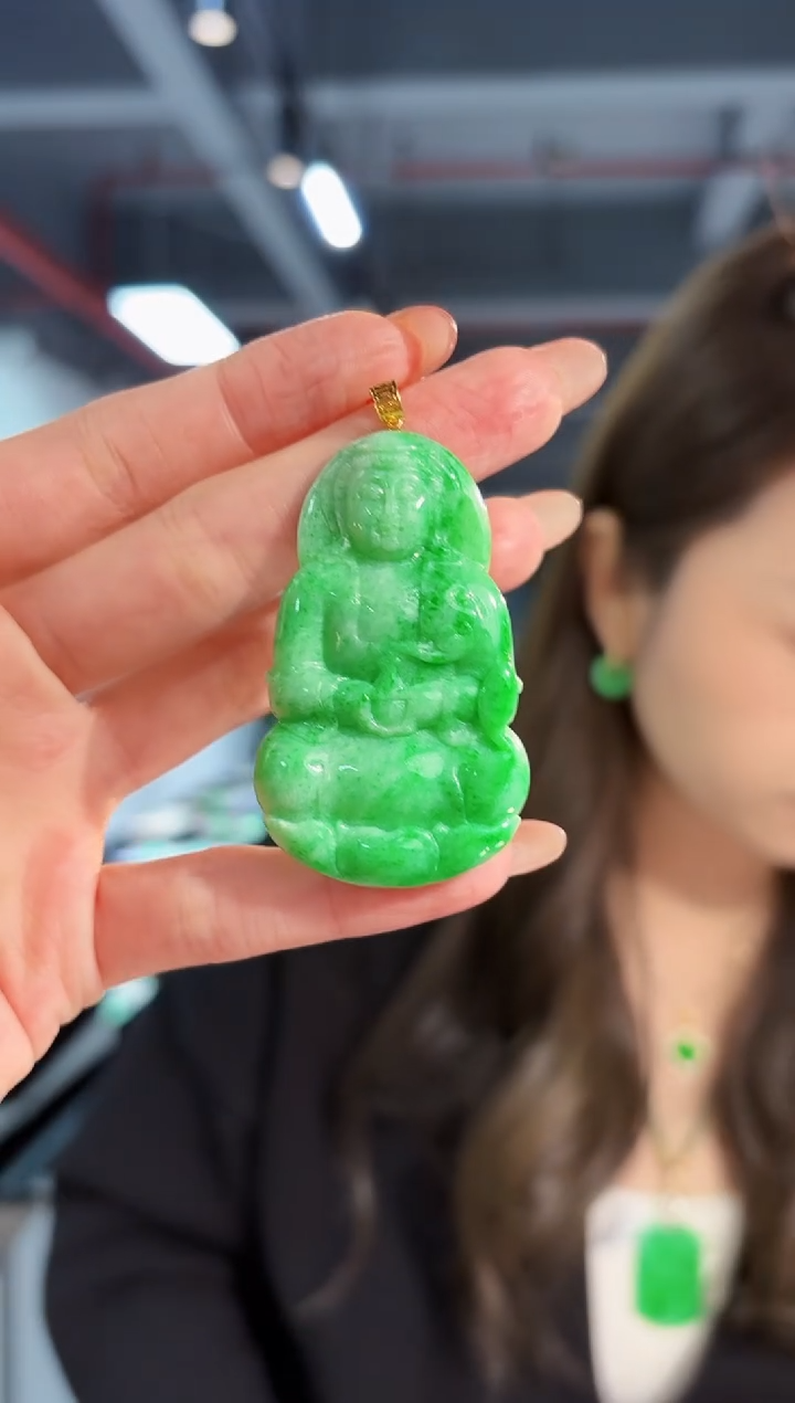 【闪购商品】翡翠颈饰18K金镶嵌缅料A货/支持复检/一件