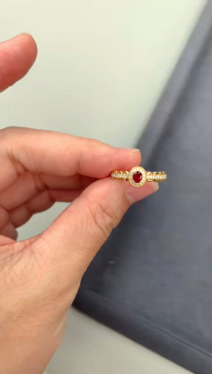 【闪购商品】红宝石戒指18K金镶嵌15分鸽血红戒指