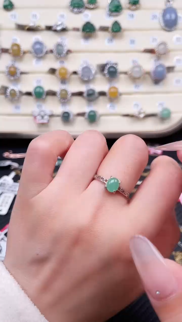 【闪购商品】翡翠戒指银S925镶嵌戒指福利