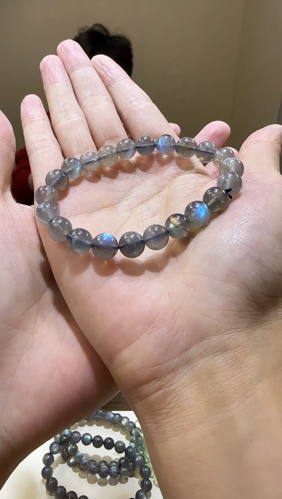 【闪购商品】拉长石手链未镶嵌黑体蓝彩光灰月光9