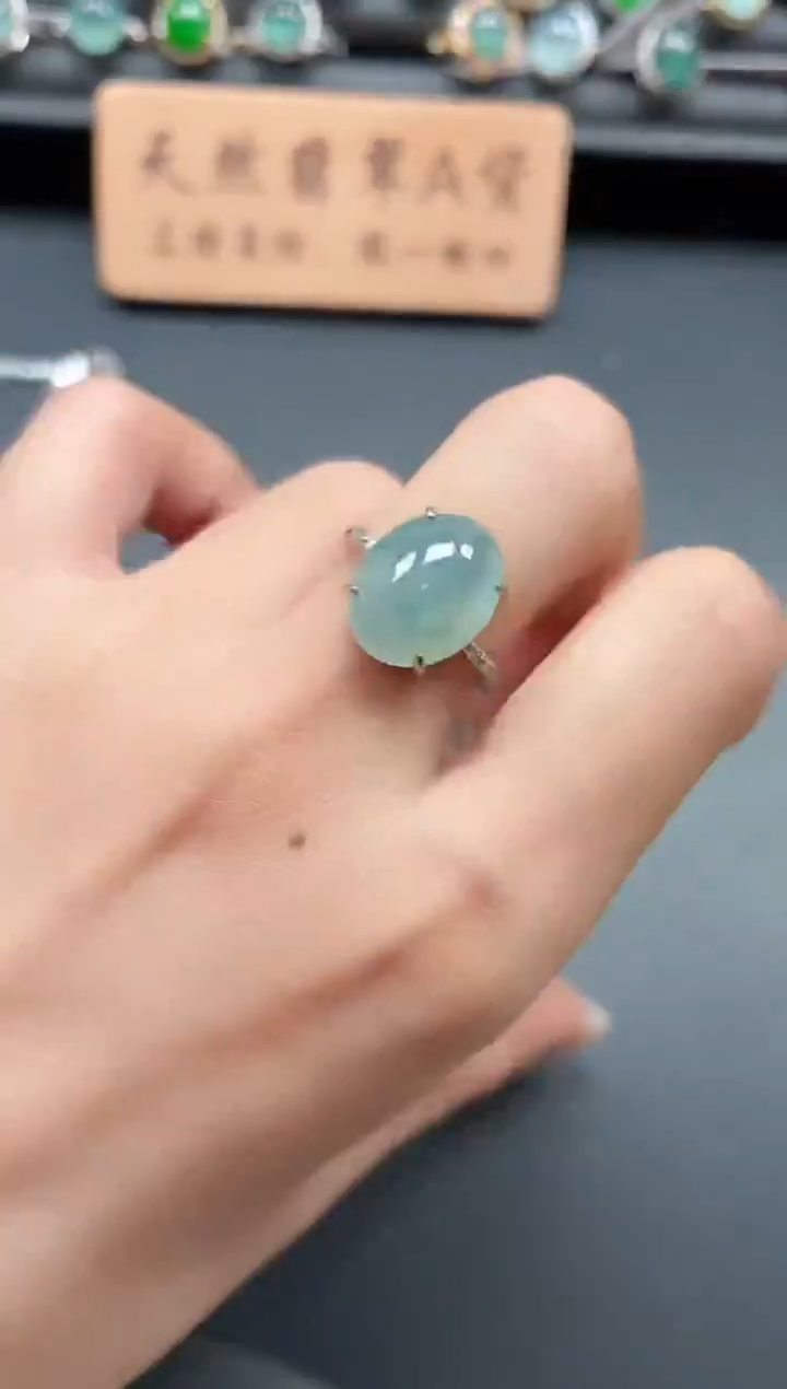 银S925镶嵌戒指翡翠1