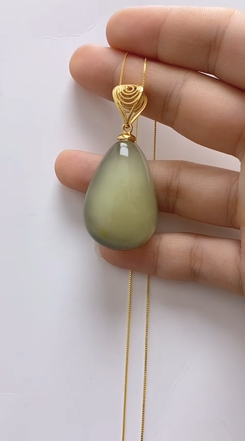 【闪购商品】琥珀裸石银S925镶嵌琥珀吊坠