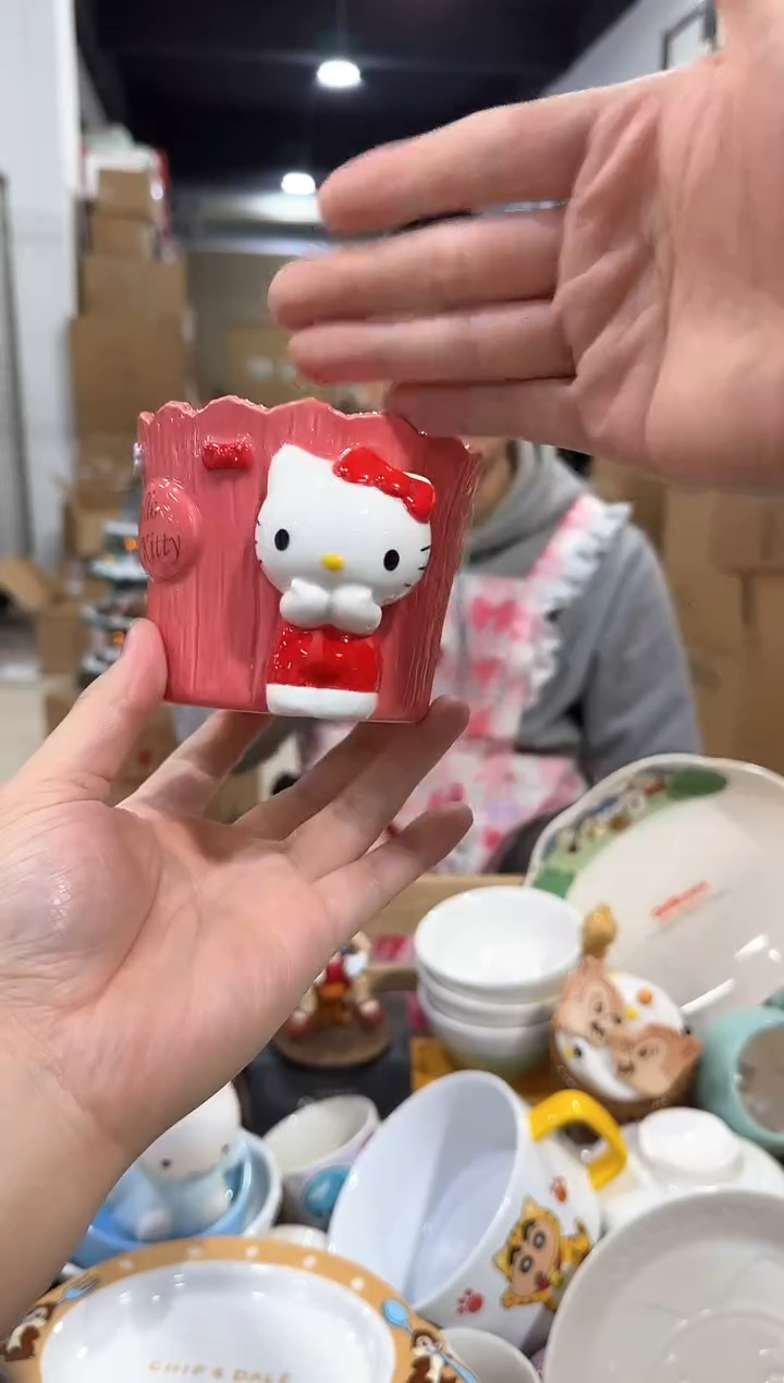 瓷片原盒kt猫收纳花盆