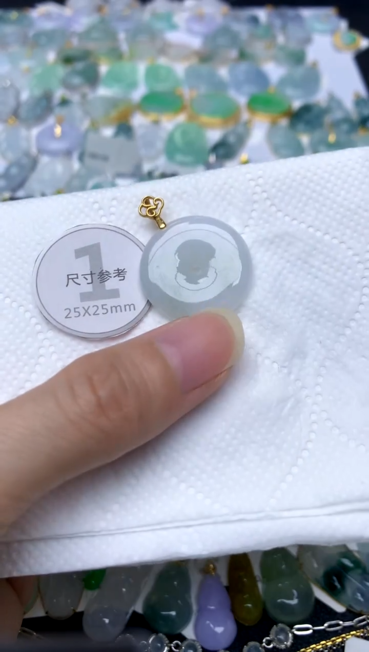 颈饰银S925镶嵌翡翠天然A货翡翠