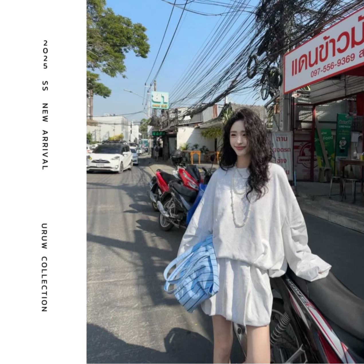 春季新款休闲宽松纯色圆领卫衣搭高腰短裙时尚套装