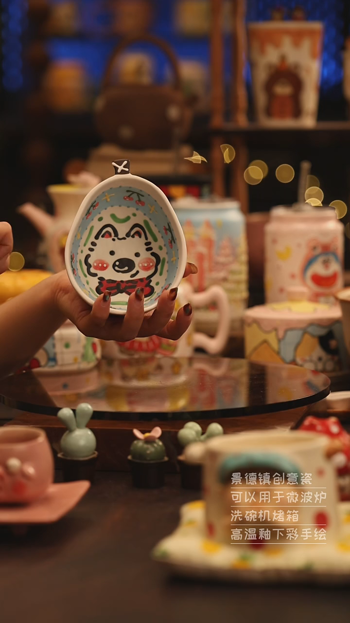 陶瓷景德镇可爱陶瓷釉下彩绘设计师款