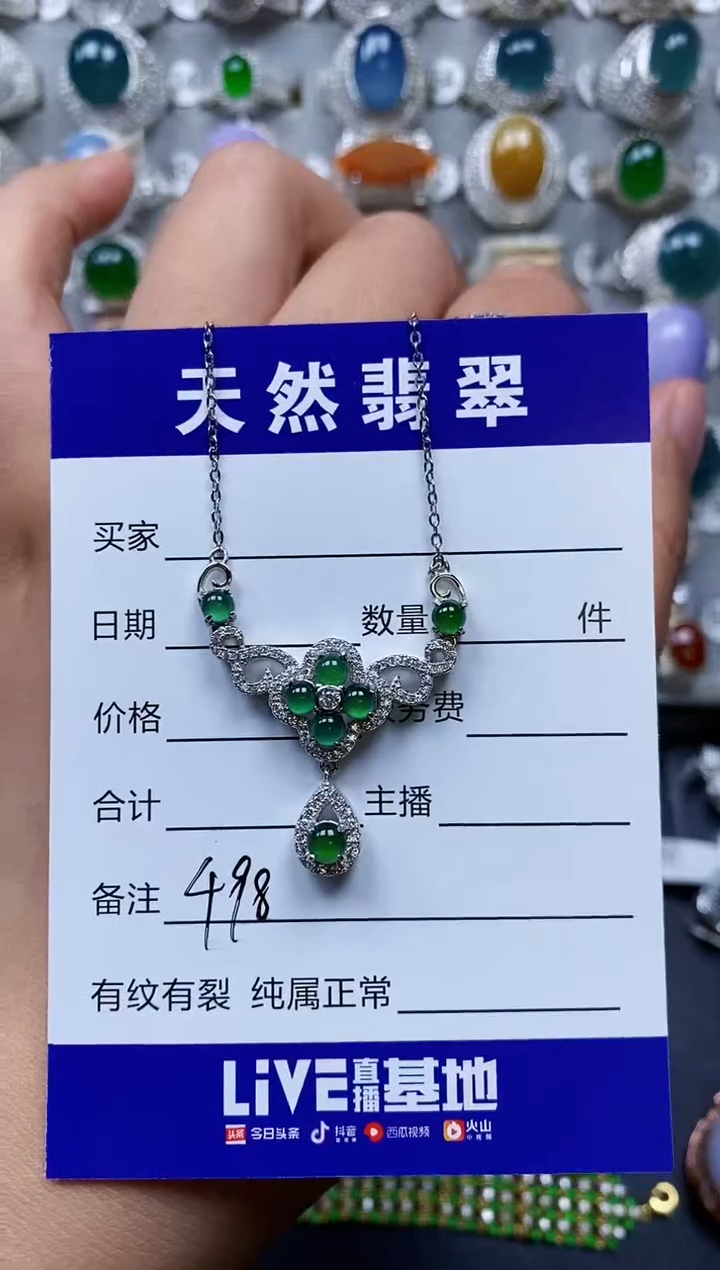 【闪购商品】翡翠颈饰银S925镶嵌0498