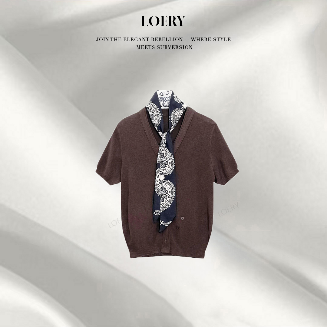 LOERY【慕斯衫编号100】丝巾系带针织上衣颜色随机一件 2104