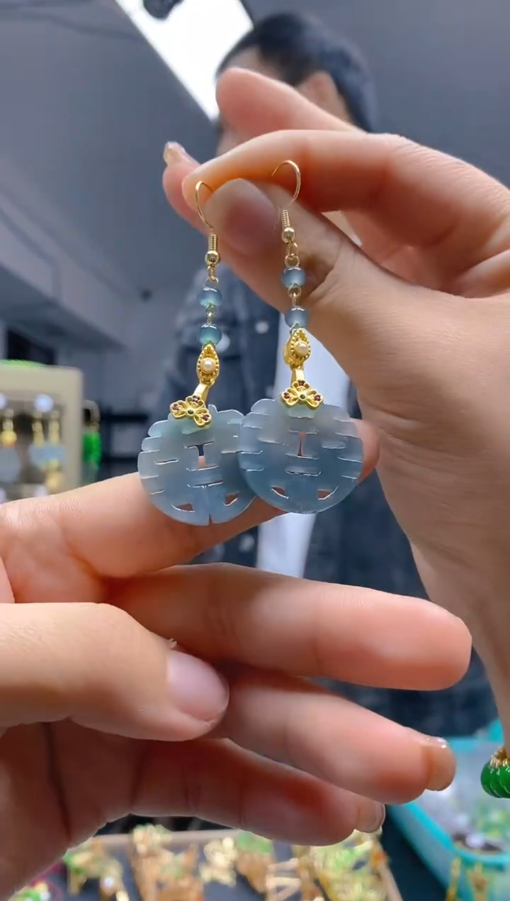 【闪购商品】翡翠耳饰合金0334翡翠耳钩