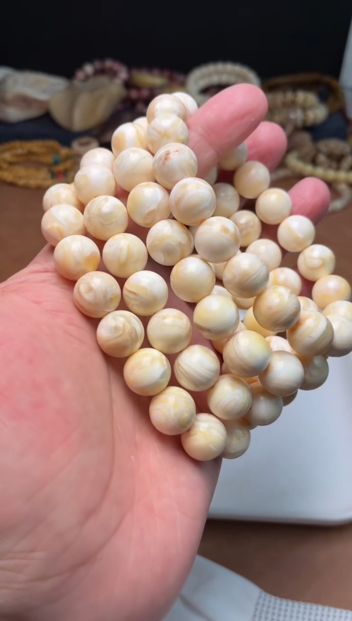 猪牙手串/手链N241-马牙圆珠单圈-非完美