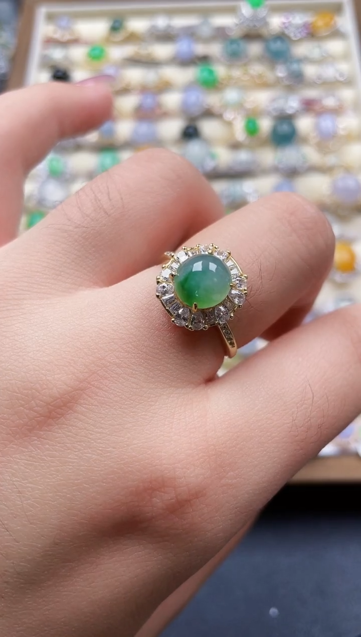 银S925镶嵌戒指翡翠163