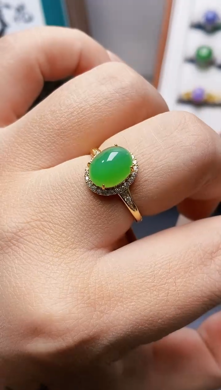 银S925镶嵌戒指翡翠0443