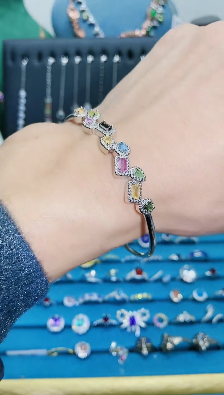 【闪购商品】碧玺手镯银S925镶嵌1121