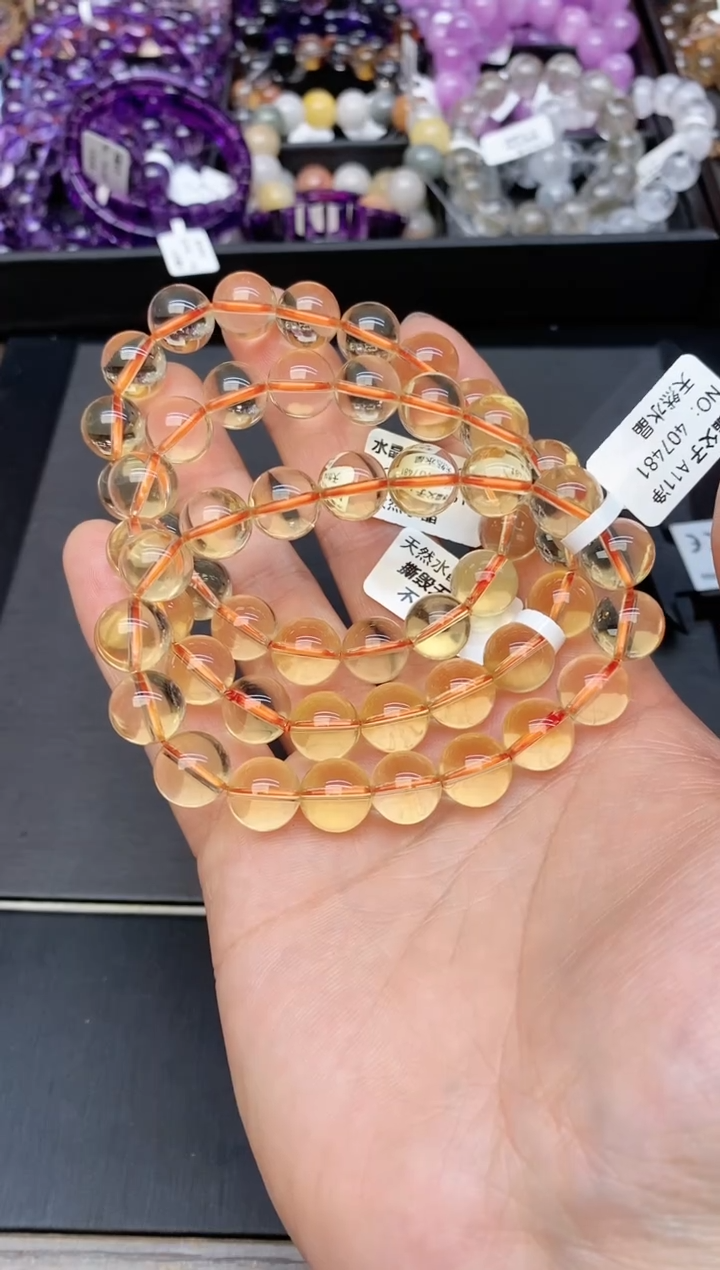 【闪购商品】水晶手链未镶嵌A89 黄水晶 11mm多样性发其一