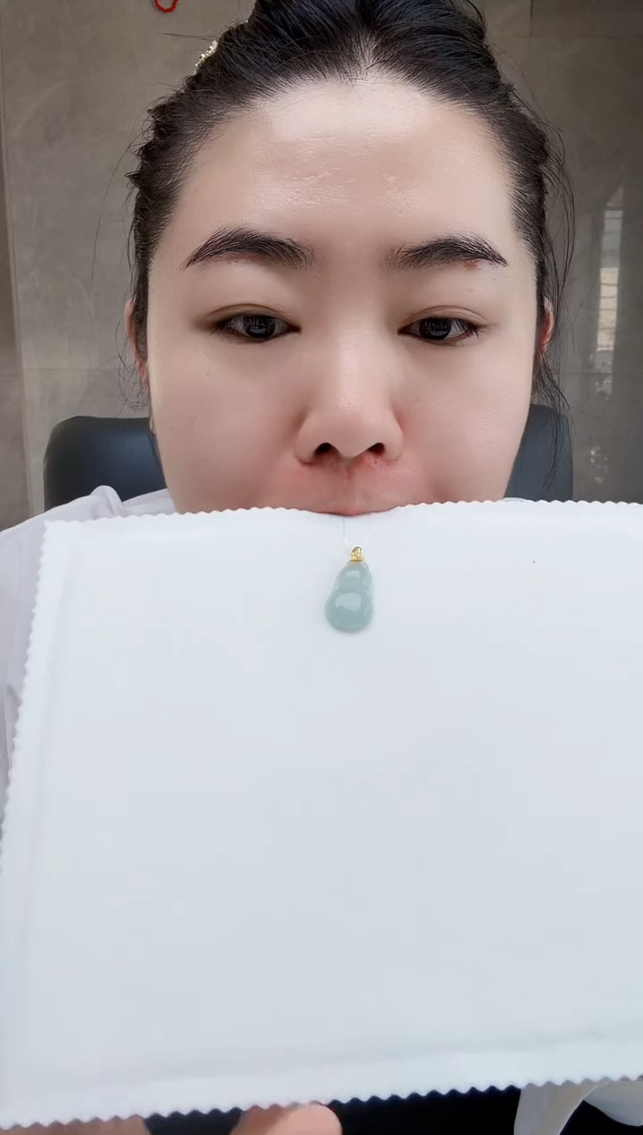 颈饰银S925镶嵌翡翠翡翠葫芦吊坠（不含链）