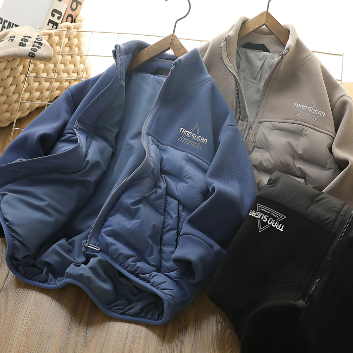 男童羽绒服外套秋冬季新款中大童针织立领拉链保暖百搭潮休闲5054