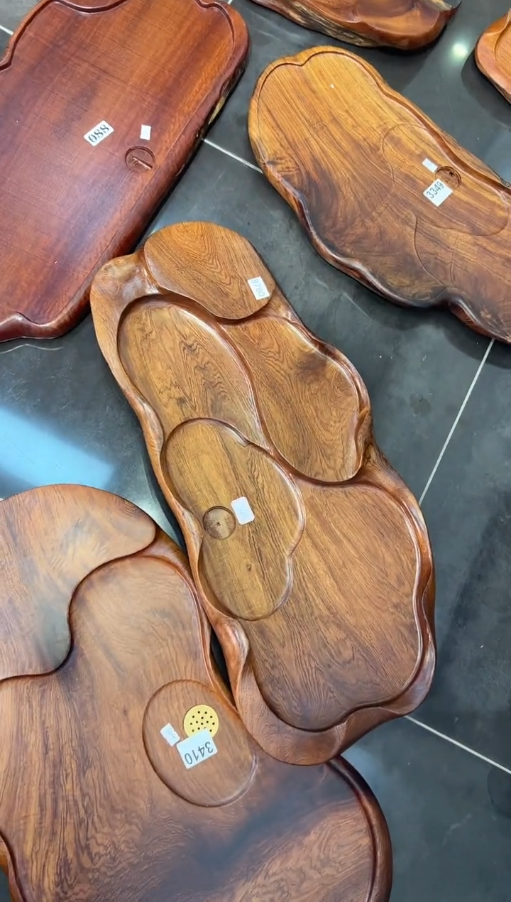 【闪购商品】大果紫檀（缅甸花梨）茶盘8780