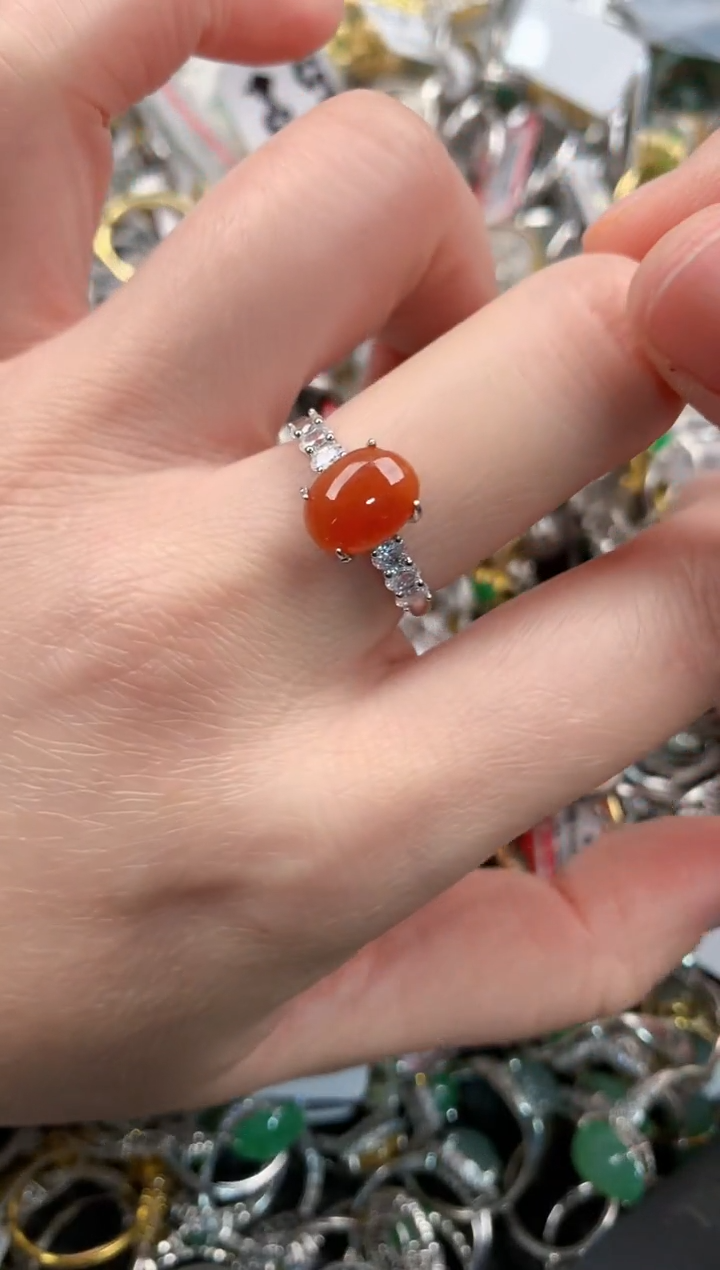 银S925镶嵌戒指翡翠3*n222   5