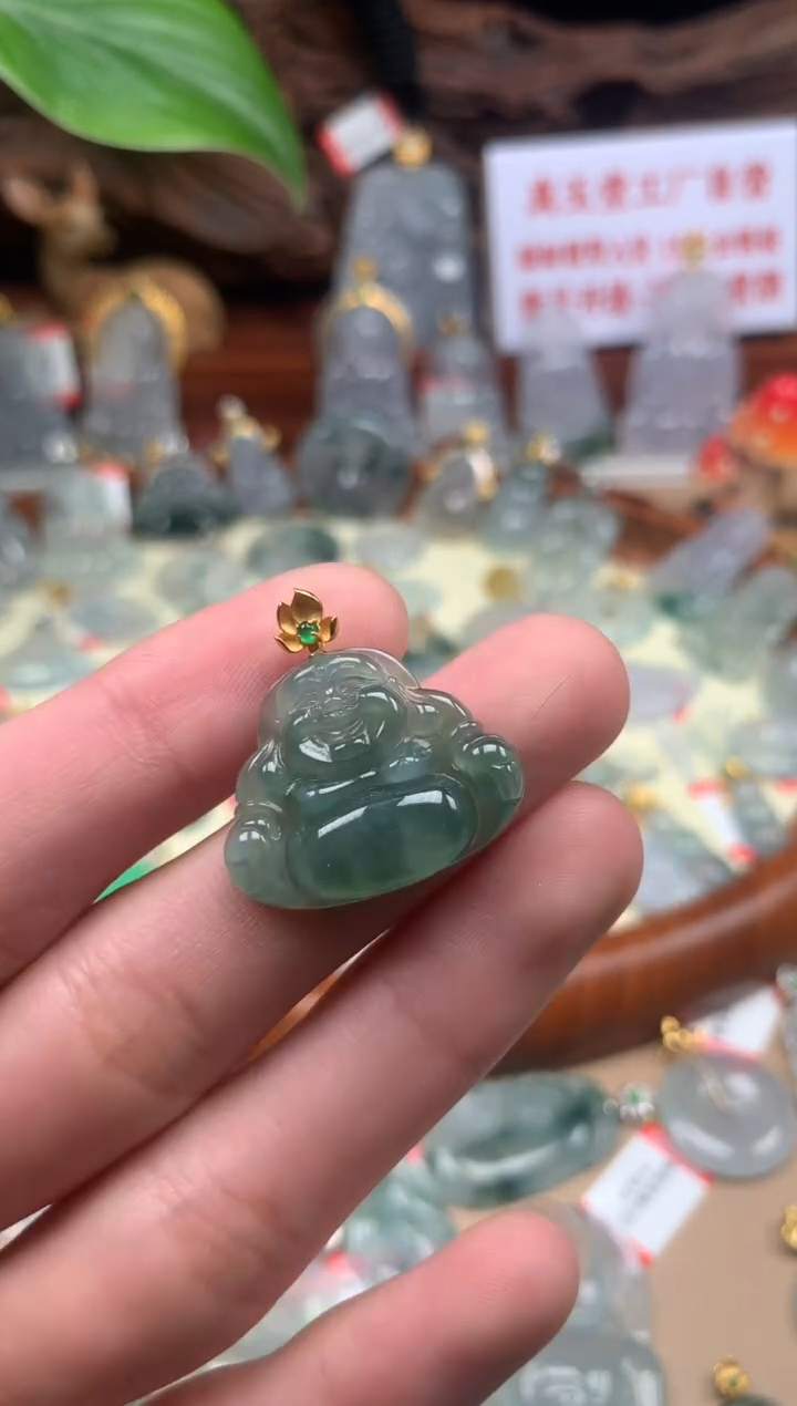 【闪购商品】翡翠颈饰18K金镶嵌佛公