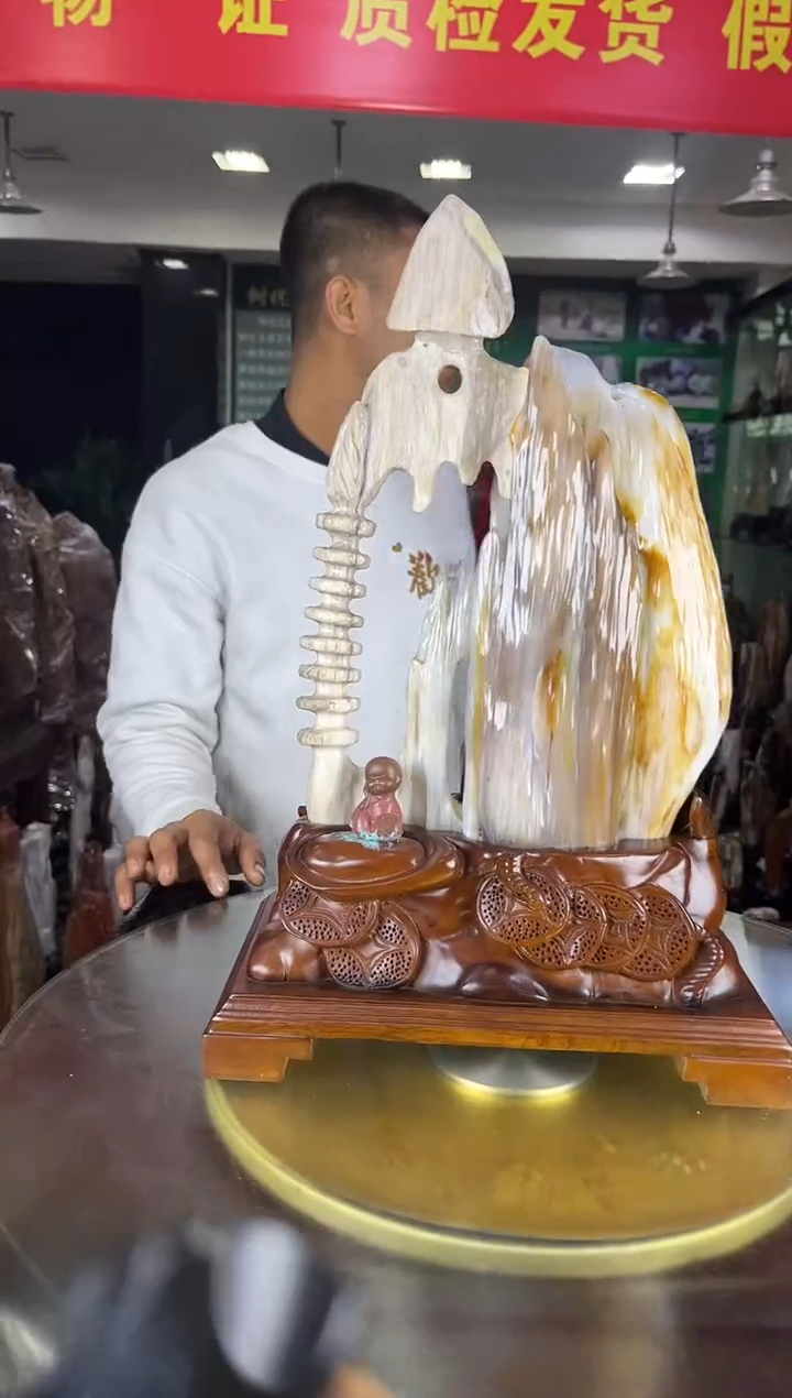 未镶嵌珠宝奇石硅化玉缅甸天然树化玉精品居家摆件