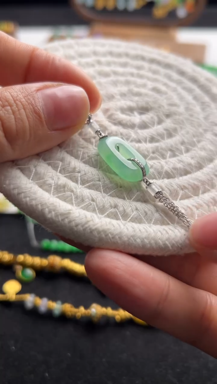 【闪购商品】翡翠裸石18K金镶嵌绿方糖3800+380-lh