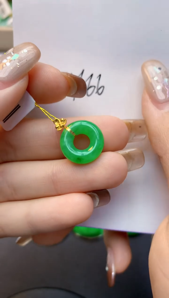 颈饰18K金镶嵌翡翠天然A货翡翠百元以上9元证书费自理