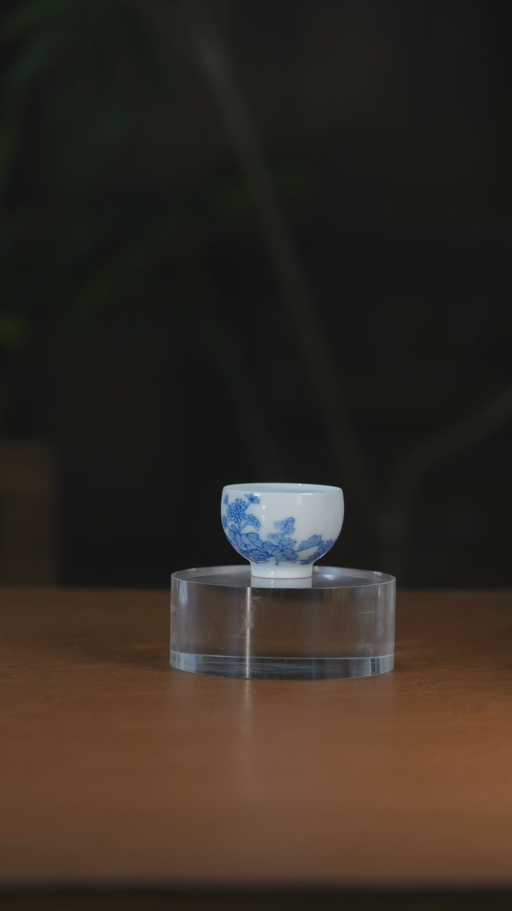 青花菊花单杯                   