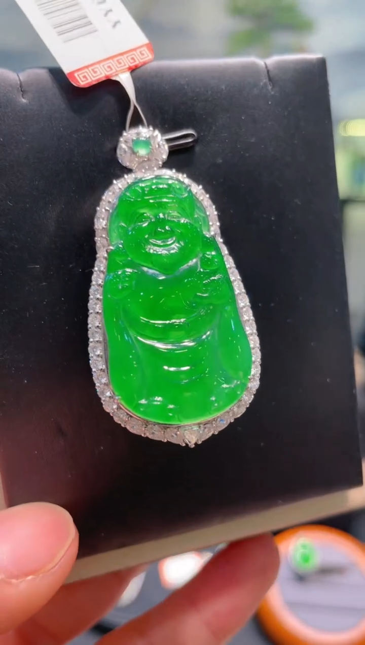 【闪购商品】翡翠颈饰18K金镶嵌A94天然A货翡翠