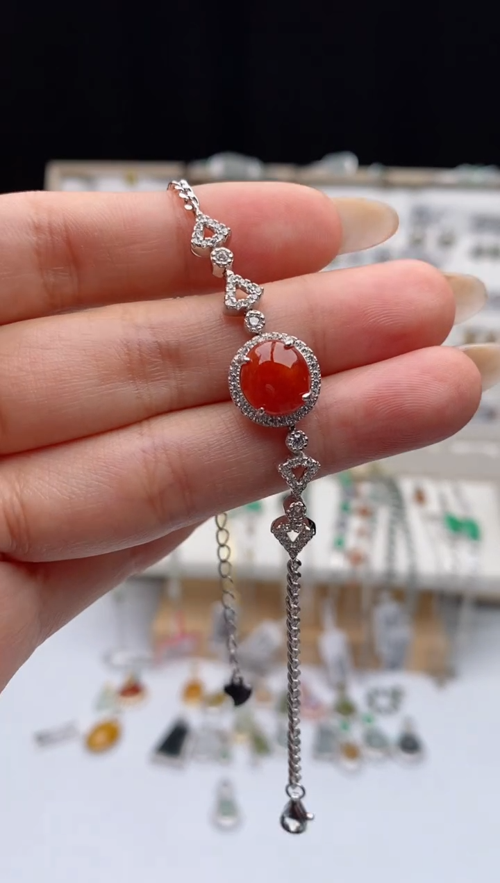 银S925镶嵌戒指翡翠天然A货翡翠