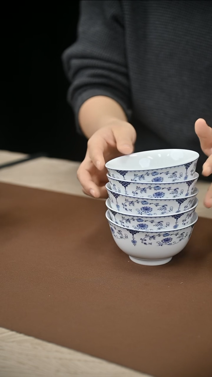 陶瓷正品4.5寸圆梦碗春色满园5只装