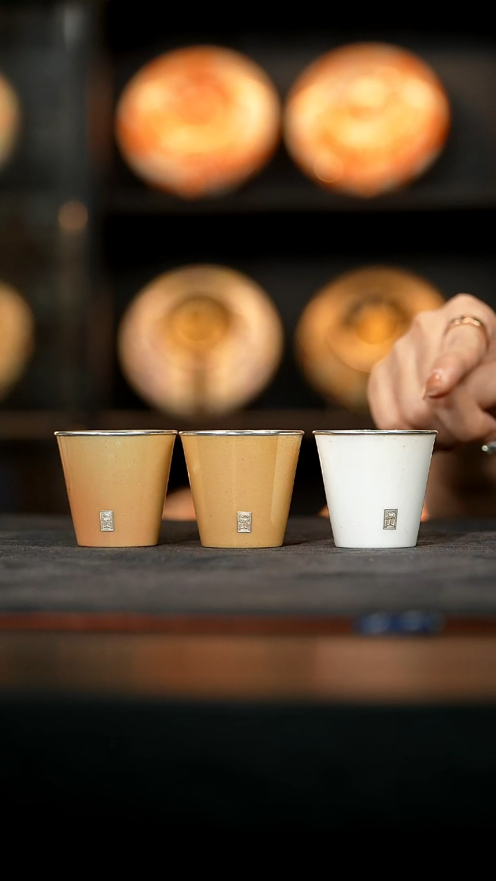 厚山柴烧银口直筒杯