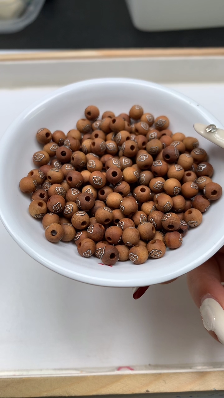 桃木散珠L179 桃 木银镶祥云6mm10个8.8元