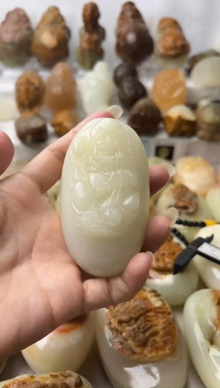石材方解石手把摆件不退换寿星