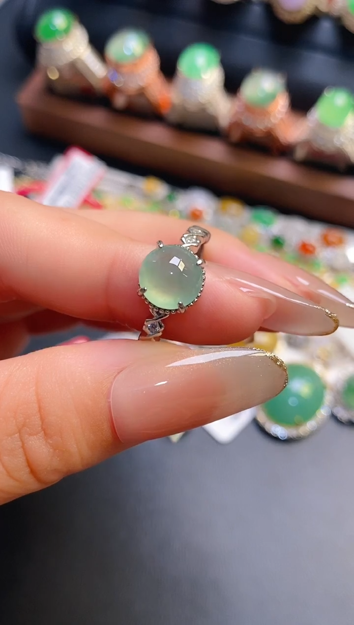 银S925镶嵌戒指翡翠天然