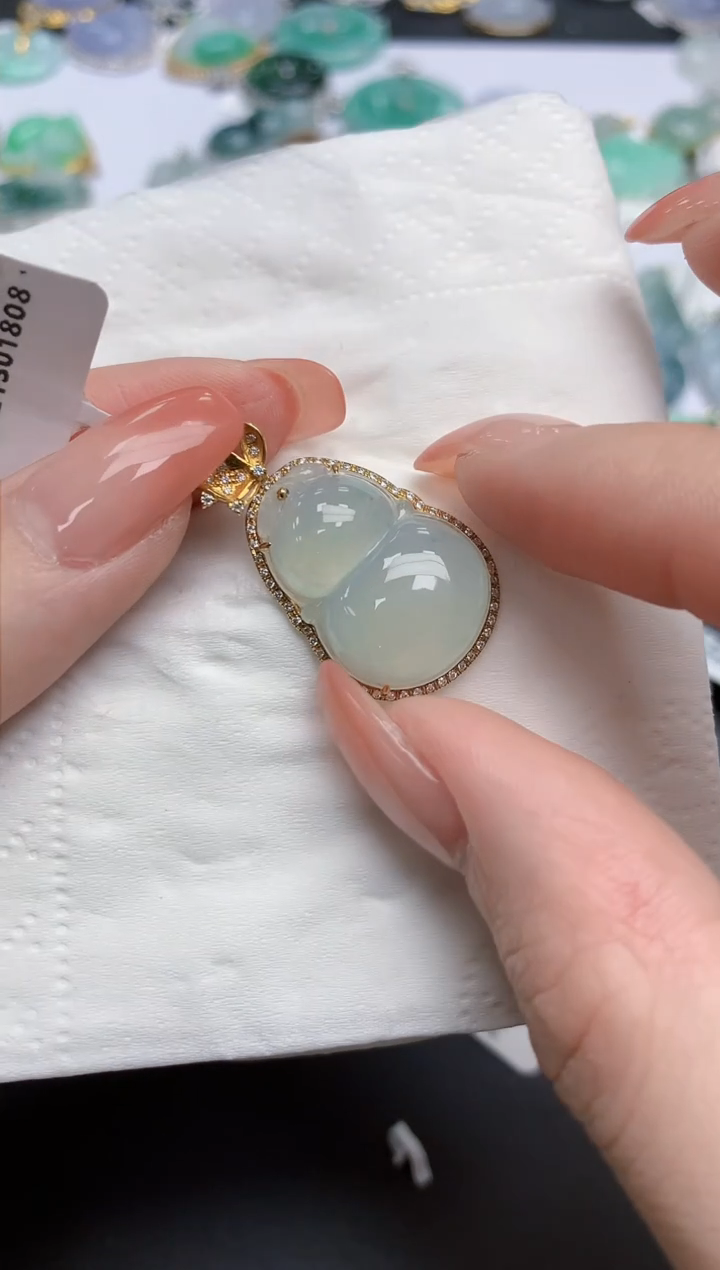 【闪购商品】翡翠颈饰18K金镶嵌天然缅甸翡翠A货