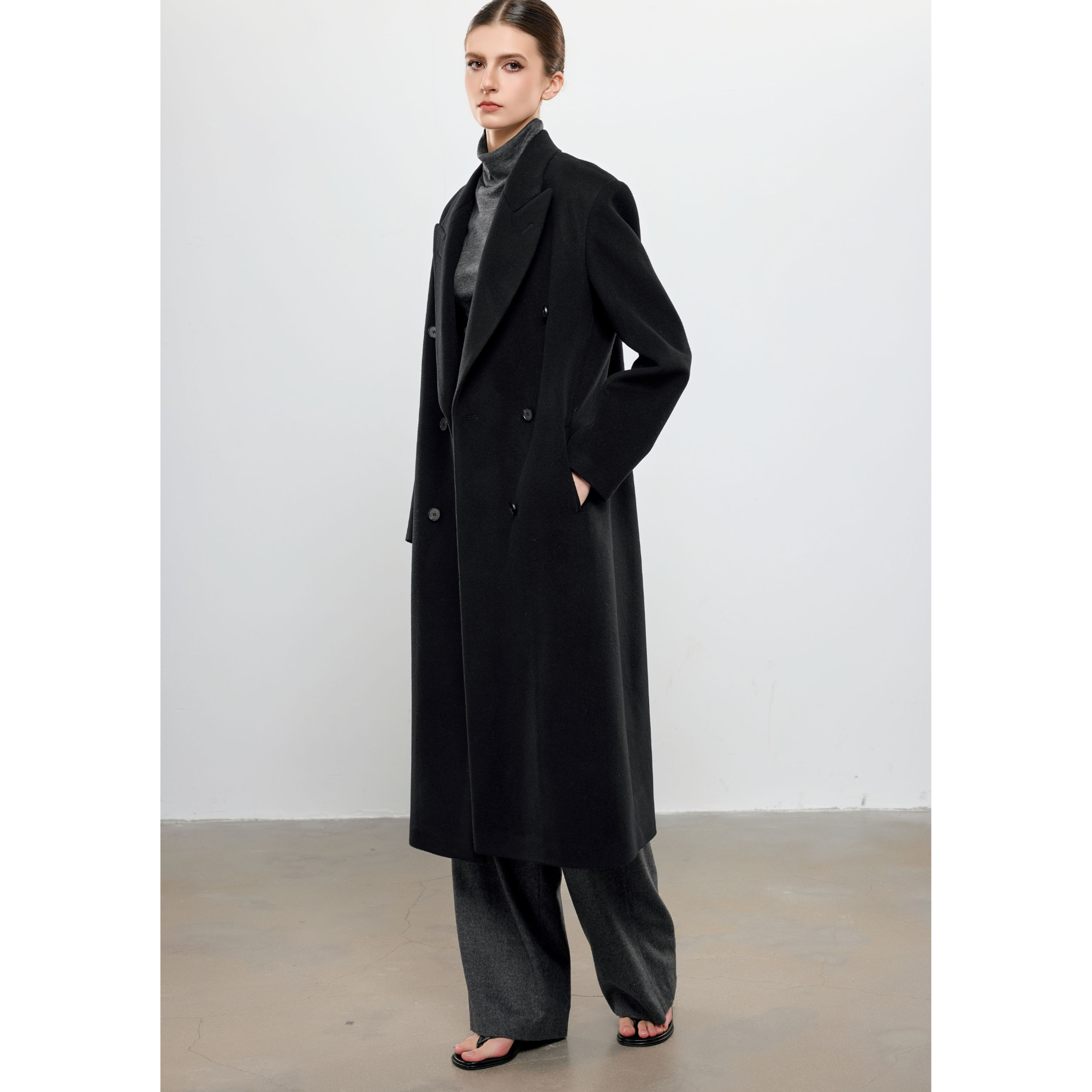 CREATE DAY 10%秘鲁羊驼毛ROW风双排扣大衣1262