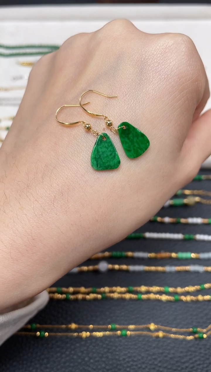 【闪购商品】翡翠耳饰18K金镶嵌2个  JK519