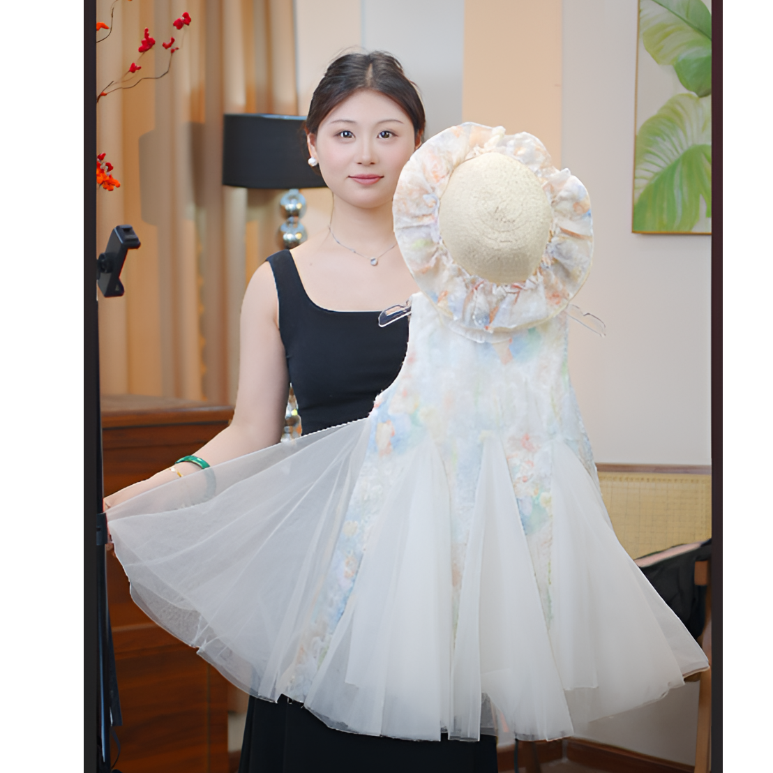 女童夏季新款设计感重工拼接网纱连衣裙-SQ1232